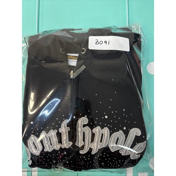 Y2K Southpole Streetwear Graphic Bling Hoodie Black Zip Up Youth Lg - Picture 12 of 12